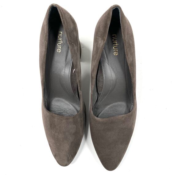 Nurture | Genuine Leather Suede Brown Chunky Heel Pump Size 10 - Picture 2 of 6